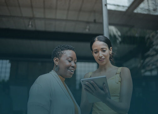 Two women discussing