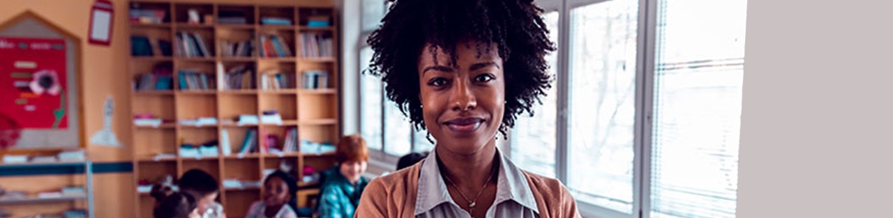 Woman with curly hair smiling